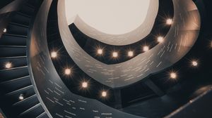 Preview wallpaper building, architecture, spiral, lamps, light