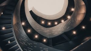 Preview wallpaper building, architecture, spiral, lamps, light