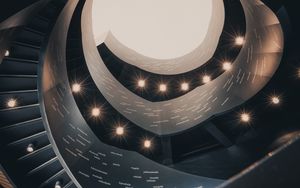 Preview wallpaper building, architecture, spiral, lamps, light