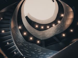 Preview wallpaper building, architecture, spiral, lamps, light