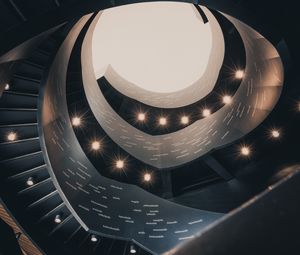 Preview wallpaper building, architecture, spiral, lamps, light