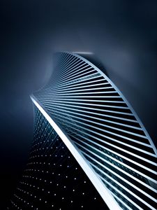 Preview wallpaper building, architecture, spiral, facade, fog, dark