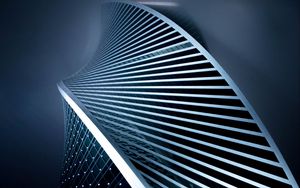 Preview wallpaper building, architecture, spiral, facade, fog, dark