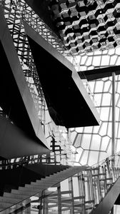 Preview wallpaper building, architecture, stairs, bw