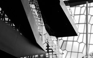 Preview wallpaper building, architecture, stairs, bw