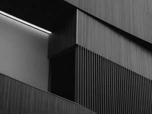 Preview wallpaper building, architecture, stripes, black and white, bw