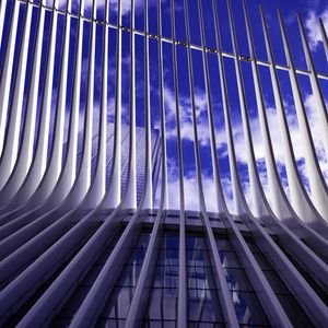 Preview wallpaper building, architecture, stripes, sky, blue