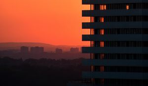 Preview wallpaper building, architecture, sunset, dark