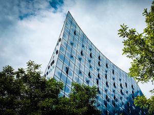 Preview wallpaper building, architecture, trees, sky