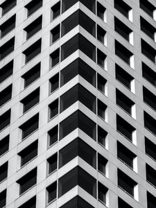 Preview wallpaper building, architecture, windows, bottom view, white