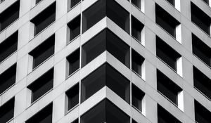 Preview wallpaper building, architecture, windows, bottom view, white