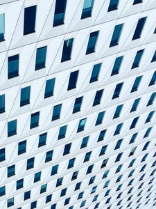 Preview wallpaper building, architecture, windows, white, blue