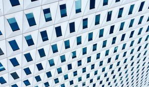 Preview wallpaper building, architecture, windows, white, blue