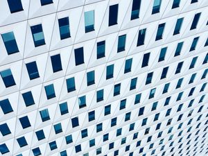 Preview wallpaper building, architecture, windows, white, blue