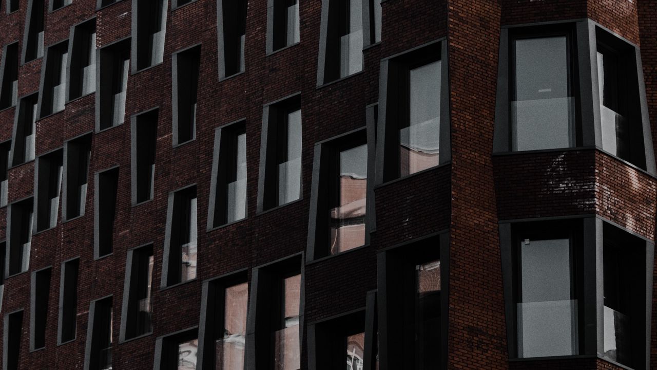 Wallpaper building, architecture, windows, distortion