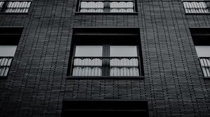 Preview wallpaper building, architecture, windows, black and white, bw