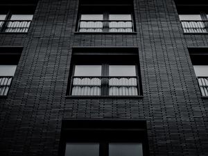 Preview wallpaper building, architecture, windows, black and white, bw