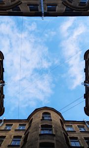 Preview wallpaper building, architecture, windows, sky, clouds, bottom view