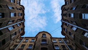 Preview wallpaper building, architecture, windows, sky, clouds, bottom view