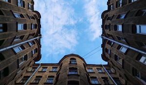 Preview wallpaper building, architecture, windows, sky, clouds, bottom view