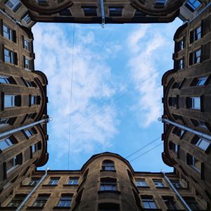 Preview wallpaper building, architecture, windows, sky, clouds, bottom view