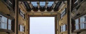 Preview wallpaper building, architecture, windows, bottom view, sky