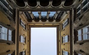 Preview wallpaper building, architecture, windows, bottom view, sky