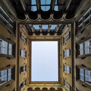 Preview wallpaper building, architecture, windows, bottom view, sky
