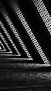 Preview wallpaper building, architecture, windows, light, black and white, dark