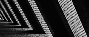 Preview wallpaper building, architecture, windows, light, black and white, dark