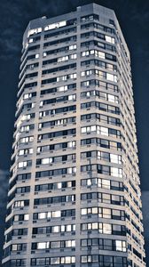 Preview wallpaper building, architecture, windows, light, dark