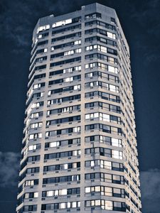Preview wallpaper building, architecture, windows, light, dark
