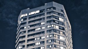 Preview wallpaper building, architecture, windows, light, dark