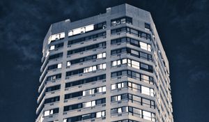 Preview wallpaper building, architecture, windows, light, dark