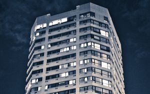 Preview wallpaper building, architecture, windows, light, dark