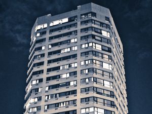Preview wallpaper building, architecture, windows, light, dark