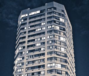Preview wallpaper building, architecture, windows, light, dark