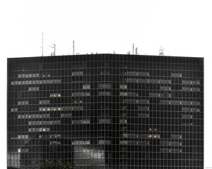 Preview wallpaper building, architecture, windows, black and white, minimalism