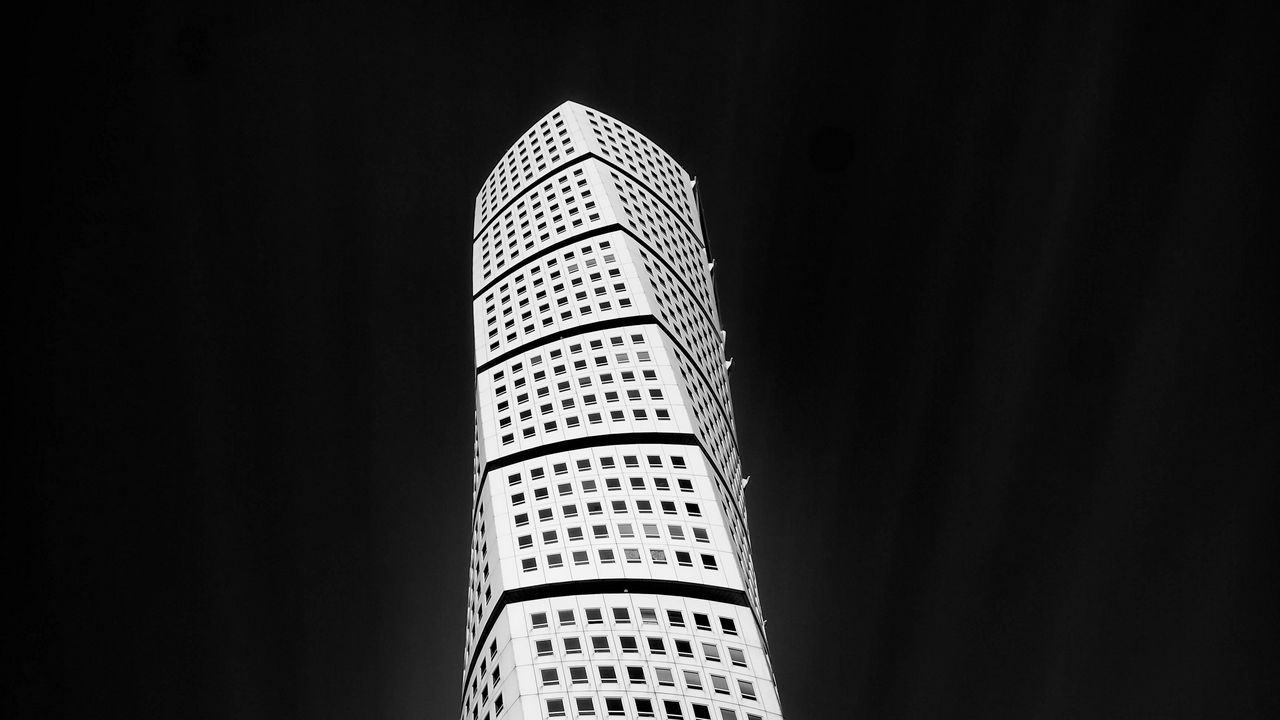 Wallpaper building, architecture, windows, bottom view, black and white