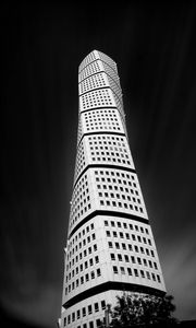 Preview wallpaper building, architecture, windows, bottom view, black and white