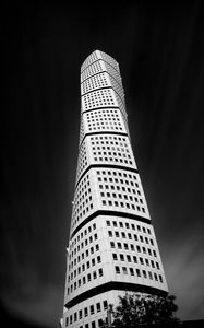 Preview wallpaper building, architecture, windows, bottom view, black and white