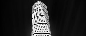Preview wallpaper building, architecture, windows, bottom view, black and white