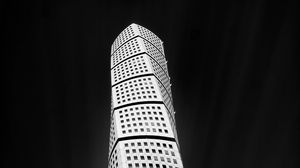 Preview wallpaper building, architecture, windows, bottom view, black and white