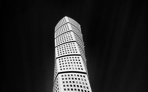 Preview wallpaper building, architecture, windows, bottom view, black and white