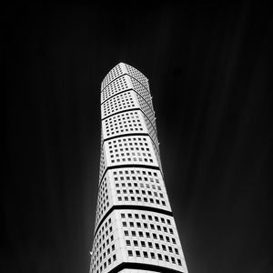 Preview wallpaper building, architecture, windows, bottom view, black and white