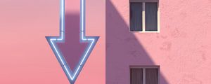 Preview wallpaper building, arrow, pointer, signboard, pink