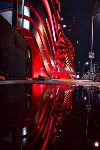 Preview wallpaper building, backlight, architecture, night, reflection, red