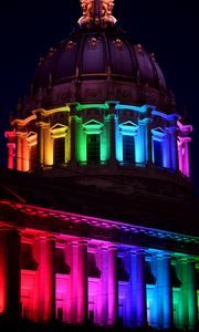 Preview wallpaper building, backlight, colorful, rainbow, architecture