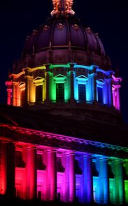 Preview wallpaper building, backlight, colorful, rainbow, architecture