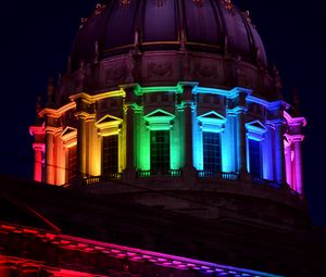 Preview wallpaper building, backlight, colorful, rainbow, architecture